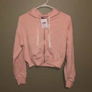 Forever 21 Light Pink Crop Hoodie Jacket